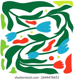 Design abstrato com formas sobrepostas de várias cores