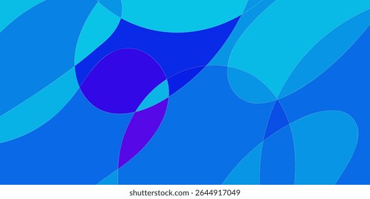 Abstract design with overlapping shapes of varying shades of blue and purple (2)