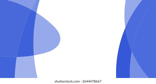 Abstraktes Design mit überlappenden, weichen blauen Formen auf weißem Hintergrund