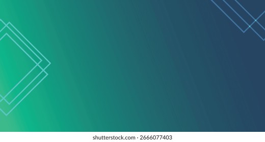 Abstract design with overlapping squares and a teal-to-navy gradient background.