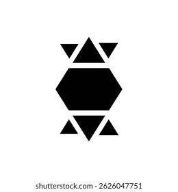 Design abstrato de triângulos sobrepostos que significam equilíbrio e manifestação