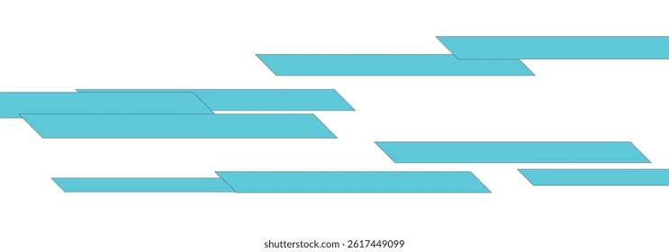 Abstract design with overlapping turquoise stripes on white background