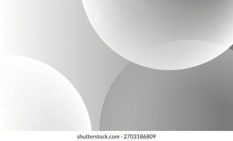 Abstract design with overlapping white and gray spheres creating minimalist and modern aesthetic