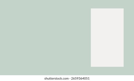 Design abstrato com um fundo verde pálido e um retângulo branco. Layout minimalista com tons de verde e branco. Estilo abstrato simples, limpo e moderno. Vetor de quadro com espaço de cópia.