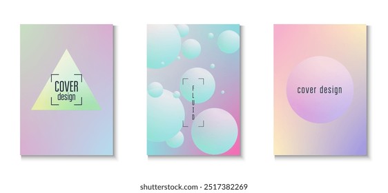 Abstract Design. Pink Minimal Set. Gradient Poster. Triangle Shape. Hipster Elements. Aesthetic Vibrant Placard. Fluorescent Space Illustration. Purple Abstract Design