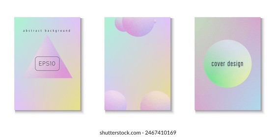 Abstraktes Design. Pink Noise Gradient Set. Geometrische Neon-Kollektion. 3D-Form. Holografischer Kornhintergrund. Lebendige Elemente. Kreativer Banner. Violettes Abstraktes Design