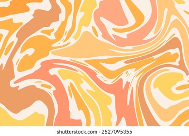 Abstract design with psychedelic trippy vibes in yellow color tones isolates on white background. Simple groovy waves design. 