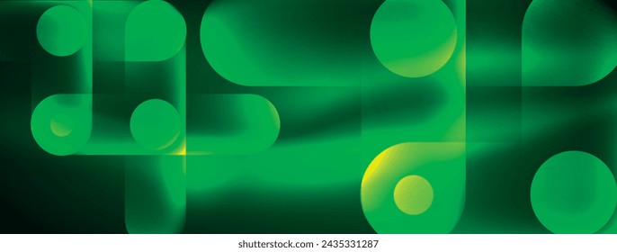 El diseño abstracto palpita con efectos de luz brillante de neón, proyectando un brillo fascinante en la oscuridad, cautivando al ojo con su energía vibrante. Círculos de cristal efectos de luz brillante de neón