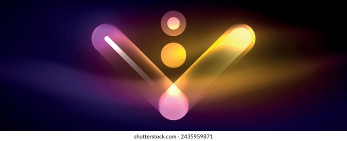 Abstract design pulsates with neon glowing light effects, casting an entrancing glow in the darkness, captivating the eye with its vibrant energy. Glass circles neon glowing light effects