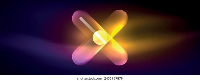 Abstract design pulsates with neon glowing light effects, casting an entrancing glow in the darkness, captivating the eye with its vibrant energy. Glass circles neon glowing light effects