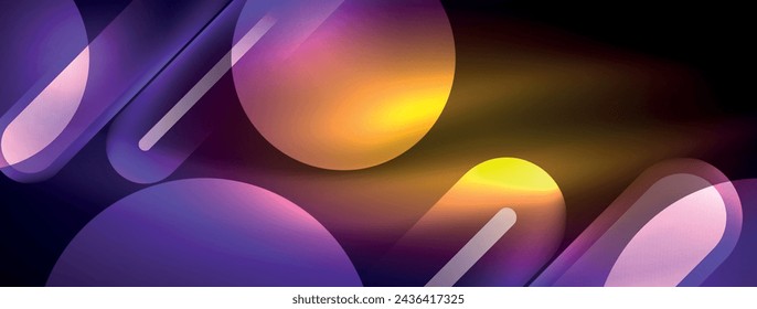 El diseño abstracto palpita con efectos de luz brillante de neón, proyectando un brillo fascinante en la oscuridad, cautivando al ojo con su energía vibrante. Círculos de cristal efectos de luz brillante de neón