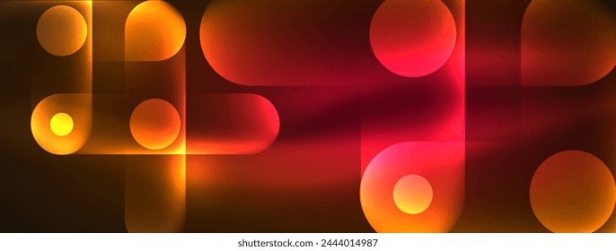 El diseño abstracto palpita con efectos de luz brillante de neón, proyectando un brillo fascinante en la oscuridad, cautivando al ojo con su energía vibrante. Círculos de cristal efectos de luz brillante de neón