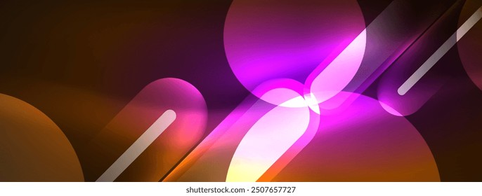 El diseño Abstractas palpita con efectos de luz brillante de neón, proyectando un brillo fascinante en la oscuridad, cautivando al ojo con su energía vibrante. Círculos de cristal de neón efectos de luz brillante