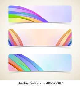 Abstract design of rainbow type horizontal banners set realistic isolated vector illustration