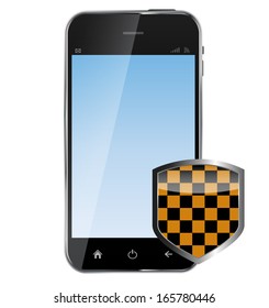 Abstract design  realistic mobile phone with protective shield isolated on white background..Vector  illustration