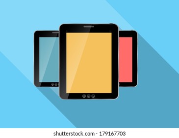 Abstract design realistic tablet flat icon. Vector illustration