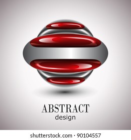 Abstract design, red glossy ellipses - vector.