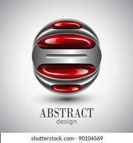 Abstract design, red glossy sphere - vector.