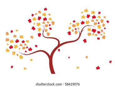 Abstract design with red maple for autumn time.