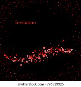 Abstract design of red waves. Element for design of a shiny red moving line with gloss effect on a dark background for a business card. Vector illustration