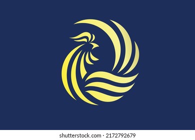 Abstract Design of Rooster Round Logo Template
