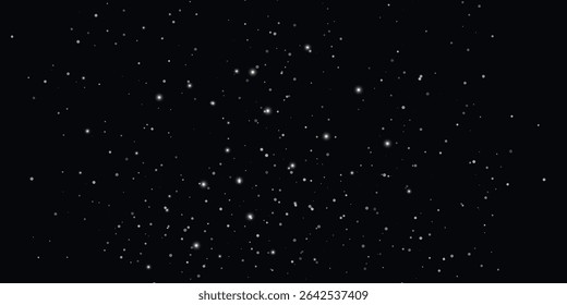  an abstract design with scattered white dots on a black background, reminiscent of a starry sky or snowfall. The dots are unevenly distributed, creating the effect of depth and space.
