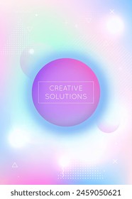 Abstract Design. Science Flyer. Minimal Presentation. Light Poster. Memphis Dots. Purple Space Texture. Rainbow Fluid. Shiny Multicolor Template. Violet Abstract Design