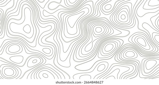 Projeto abstrato com padrão contínuo com linhas mapa topográfico. textura de papel do mapa de contorno geográfico. caminho do terreno isolado em um fundo. relevo geográfico das montanhas. mapa topográfico retro.