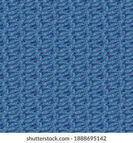 Abstract design. Seamless vector pattern with light blue and blue scribble shapes on a dark blue background, for packaging, surface, tiles, wallpaper. Abstractness illustration with transparency.
