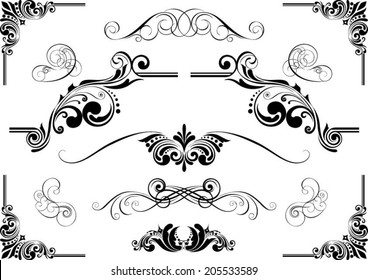 Abstract design set of floral ornaments