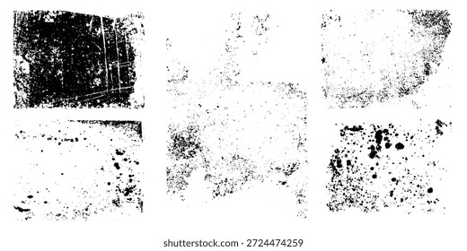 Diseño Abstractas con conjunto de texturas grunge. Superposición de polvo Grano de angustia, simplemente coloque la ilustración. Efecto de óxido. Textura de superposición afligida de cracked. diseño de grieta negro en el fondo 