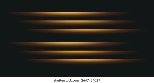 design abstrato com várias linhas horizontais amarelo dourado em um fundo escuro. As linhas têm um efeito de gradiente suave que cria uma sensação de profundidade e luz.

