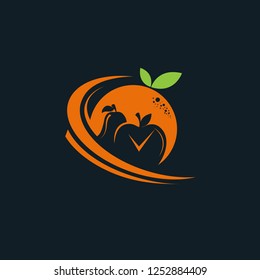 abstract design of several types of fruit and clock symbols, flat and bright color concepts, logos for fruit service providers during recess for offices, homes, hotels and other places.