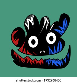 abstract design in the shape of a cute monster.  vector design. Icon 