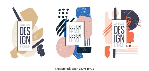Abstract design shape doodle art background. hand drawn abstract creative shape frame design. graphics for design business cards, invitations, gift cards, flyers, brochures. vector illustration