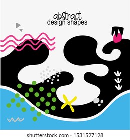 Abstract design shapes. Creative frame background with cool shapes and colors. Cover and card background.