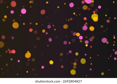 Abstract design showcases circular bokeh with varied pink, orange, red, and yellow colors, set against a black background, creating depth and visual interest.