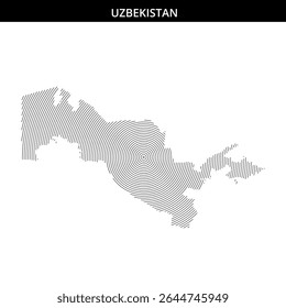 Abstract design showcases Uzbekistan's outline with circular patterns.