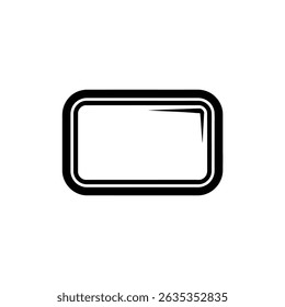 Abstract design showcasing a centered, rectangular form defined by a thick, rounded black border on a transparent background offering versatile applications.