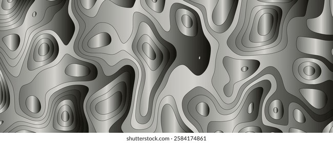 Abstract design showcasing curvy fluid lines and maze-like structures in a monochrome palette
