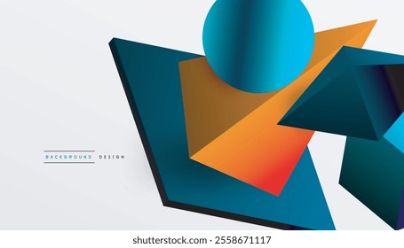 Abstract design showcasing isometric cubes, pyramids, squares, and spheres in a vibrant 3D layout. Modern and dynamic, perfect for tech, design, or futuristic themes