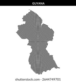 Abstract design showcasing the shape of Guyana with lines.