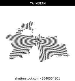 Abstract design showcasing the shape of Tajikistan with lines.