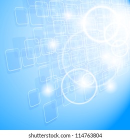 Abstract design showing blue square coming out of the light.