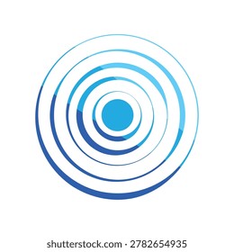 Abstract design showing expanding blue concentric circles illustrating concepts of digital communication, signal broadcasting, network connections, and data propagation in a modern fluid graphic