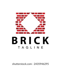 Abstract design simple red brick logo vector building material template illustration
