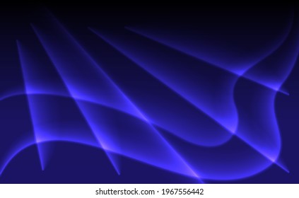Diseño abstracto, líneas luminosas suaves sobre un fondo azul oscuro.
