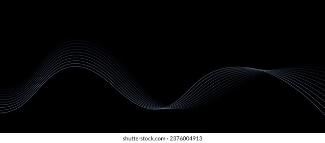 Abstract design smooth wave line background, vector illustration dynamic motion flow graphic. motion light shape curve.black and blue banner template cover wavy.