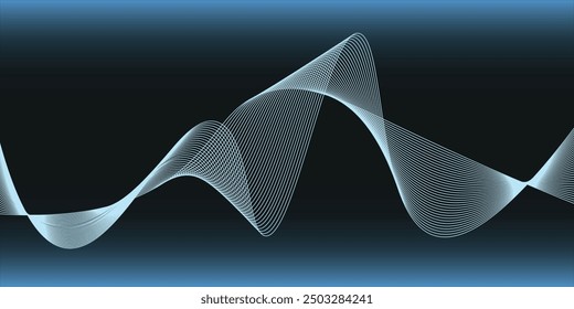 Abstraktes Design glatte Wellenlinie Hintergrund, Vektorgrafik dynamische Bewegung Fluss Grafik. Kurve der Bewegungslichtform. Bannervorlagenabdeckung wellenförmig.