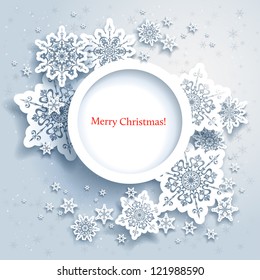 Abstract design with snowflakes and space for text
